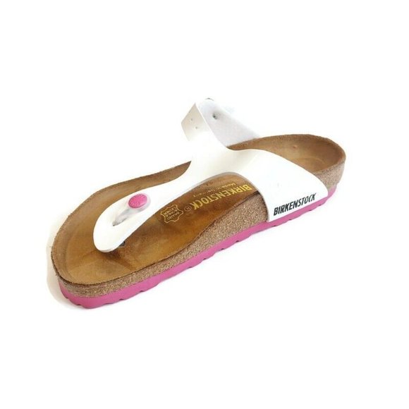 Birkenstock Gizeh Thong Sandals White Patent Sole Pink EU 35 Womens Size 4-4.5 - Picture 2 of 11